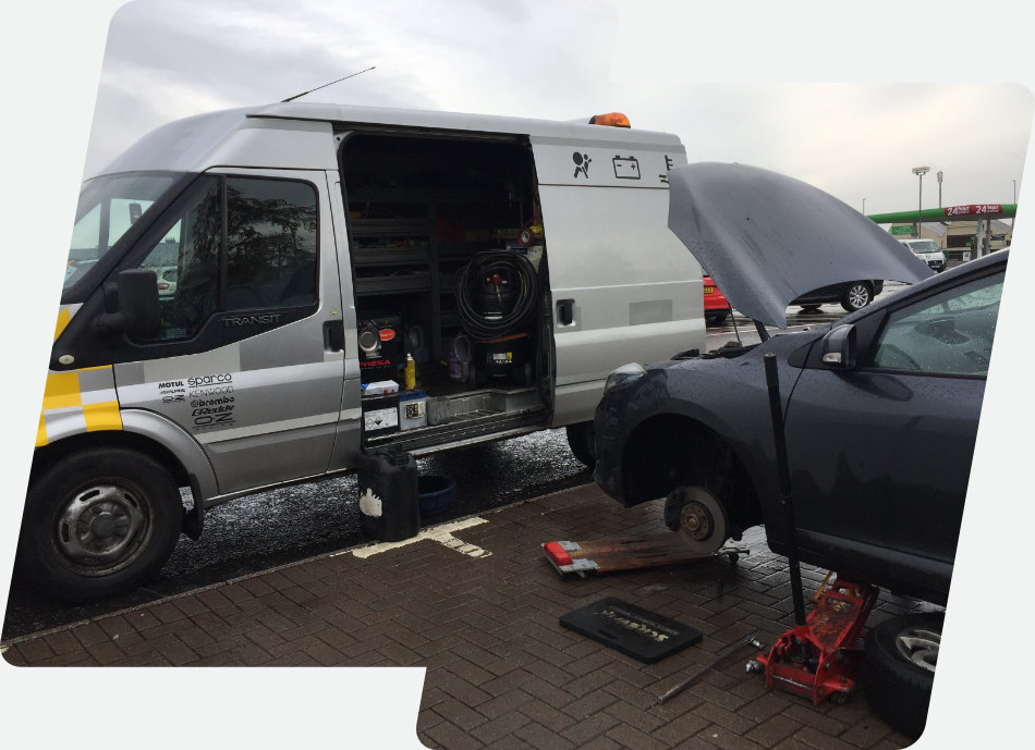 Van on-site to repair broken down car.